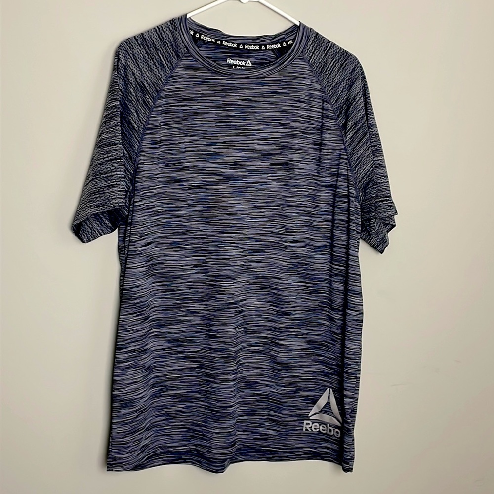Reebok Mens Jersey short sleeve Marble gray-black tee- Large